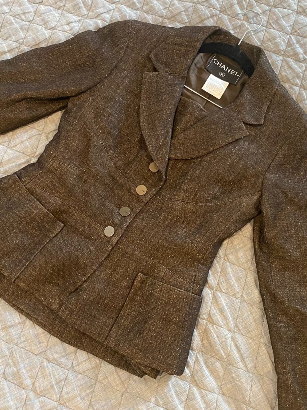 Vintage CHANEL Pre-Fall 1999 Brown Wool Skirt Suit